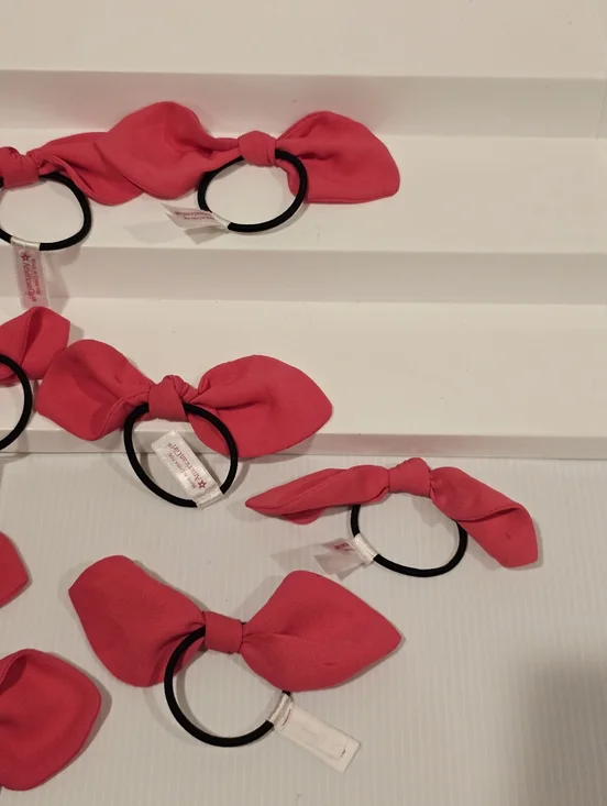 American Girl Store Exclusive Cafe Doll Pink Hair Bow Ponytail Holders Tie Set - Picture 4 of 9